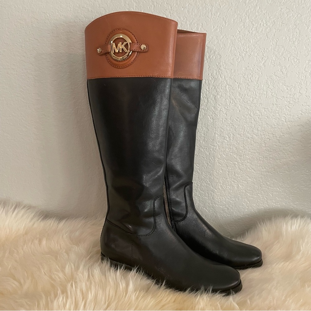 Michael Kors Black and Tan Riding Boots-Never Worn Outside